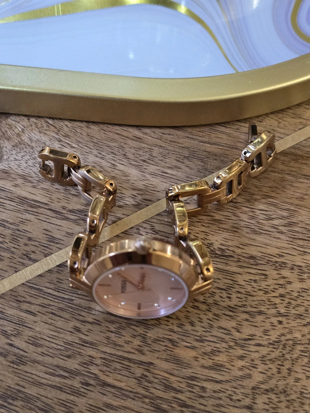 Fossil Women's Rose Gold Crystal Dial Bracelet Watch